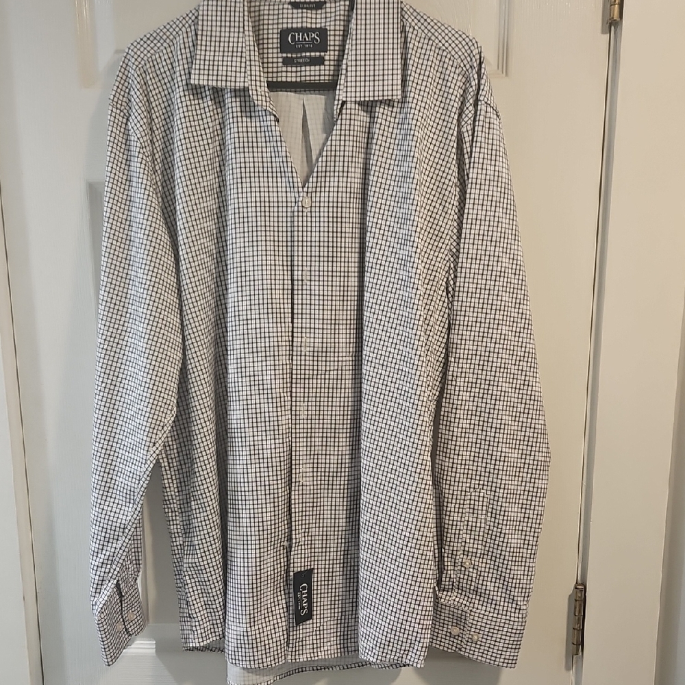 Chaps Men's Black and White Checkered Shirt